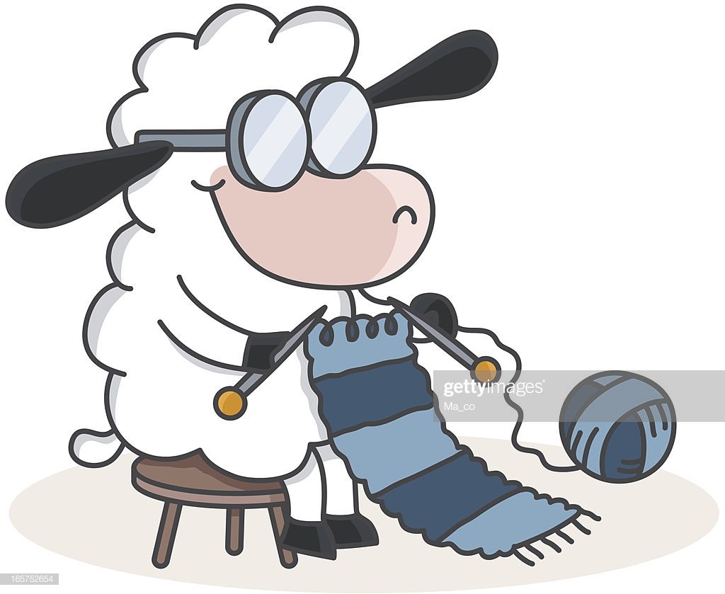 Knitting sheep cartoon