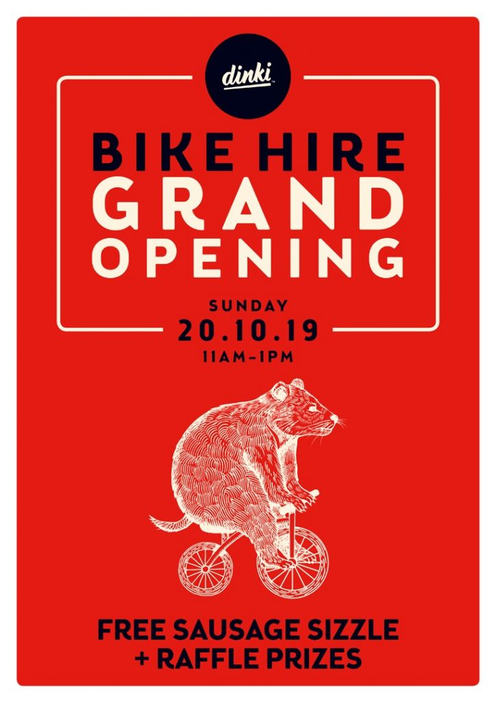 Dinki Bike Hire grand opening poster